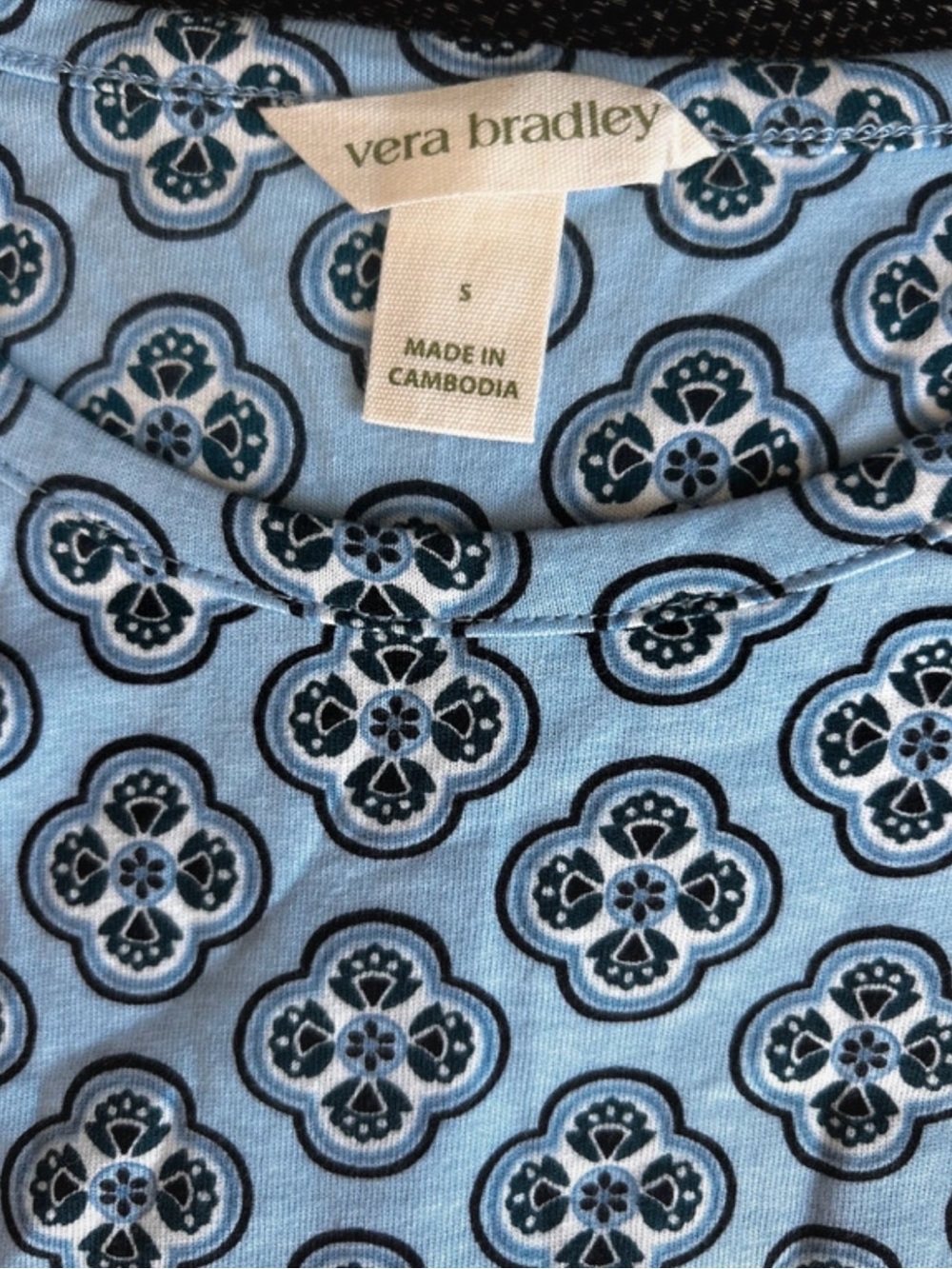 Vera Bradley Blue Patterned Short Sleeve Shift Dress - Picture 3 of 4